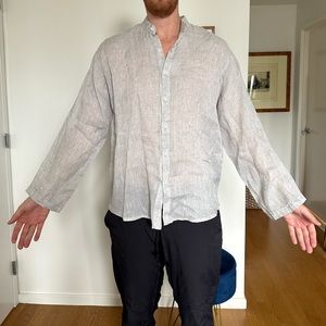 Moda Ismeralda Linen Button Down Leave Sleeve Shirt (Italian Clothing Brand)